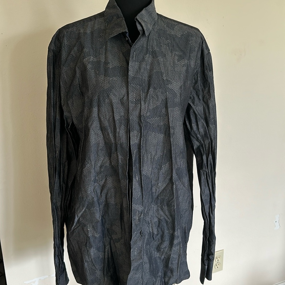 Michael kors xl classic fit men’s dress shirt button down grey and dark blue